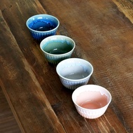 日本霜山 窯變釉十草紋陶瓷茶杯/醬料碗/點心碗四件組(140ml)