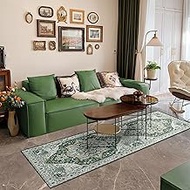 Deerly Runner Rug 3x8 Washable Rug Area Rug Vintage Rug Hallway Boho Non-Slip Entryway Rug Faux Wool