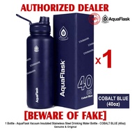AQUAFLASK 40oz COBALT BLUE Aqua Flask Wide Mouth with Flip Cap Spout Lid Flexible Cap Vacuum Insulated Stainless Steel Drinking Water Bottle Bottles or Tumbler Tumblers Authentic - 1 Bottle