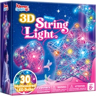 Klever Kits 3D String Art Kit for Kids, Light Up String Light Toy with 30 Multi-Colored LED Bulbs, A