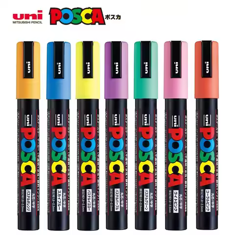 Uni Posca Marker Pen,Acrylic Paint Acrylic Paint Pen Marcadores PC-1M 3M 5M Full Color Art Supplies 