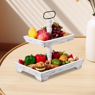 [yiodusi] Cupcake Tower Cupcake Holder Wood 2 Tier Perfume Tray Rectangle Jewelry Storage Cupcake St