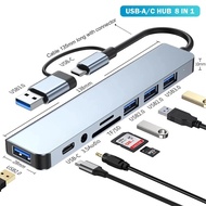 8 In 1 USB C Hub USB 3.0 with 1 X USB 3.0 3 X USB 2.0 and 1 X USB C SD/TF Card Reader 3.5mm Aux Port