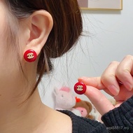 Red Festive Diamond Earrings Earrings Sterling Silver Pin Earrings 64ED