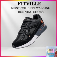 "FitVille Men's Wide Fit Walking Shoes - Available in 2E, 4E, and 6E, Comfortable Sneakers for Runni