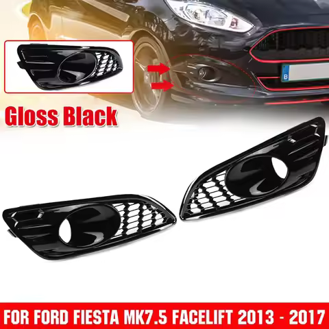 Pair Hollow Mesh Honeycomb Car Front Bumper Fog Lamp Lower Grille D2BZ15266CB For Ford Fiesta MK7 Ze