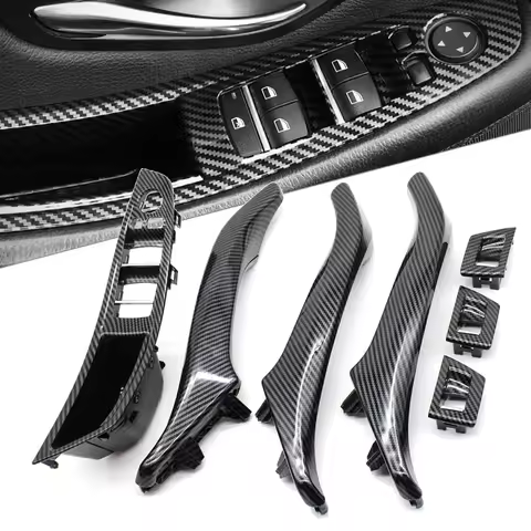 LHD RHD Carbon Fiber Car Interior Door Handle Pull 7PCS Set For BMW 5 Series F10 F11 520i 523i 525i 