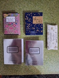 GUCCI FLORA Gorgeous Gardenia 1.5ml,SISLEY 香水 容量 : 1.8ml3）JILLSTUART Crystal Bloom Eternal Dazzle 香水 容量 : 2.5ml, TRUSSARDI RIFLESSO 容量 ：1.5ml