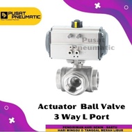 Actuator Ball Valve 3 Way Type L Port Single Acting Size 3/4 Inch