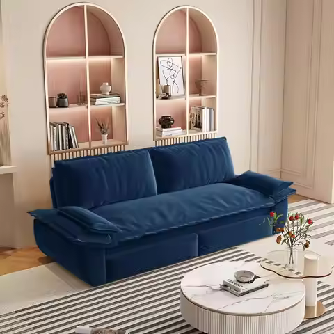 73.2"Queen Pull Out Sofa Bed,3-in-1 Convertible Sleeper Sofa,Multi-Functional Velvet Loveseat Bed, B