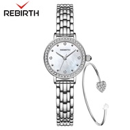 REBIRTH Jam Tangan Wanita Anti Air Ori Mewah Dan Elegan Dial Berlian Quartz Tali Stainless Steel Jam