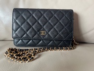 Chanel wallet on chain  Woc黑色荔枝牛皮金扣