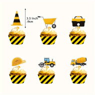 Cake Topper Ulang Tahun Tema Excavator Penggali Konstruksi Truk Teknik Untuk Dekorasi Kue Ultah Anak