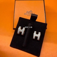 Hermes 98新 奶茶（栗子）金色 POP H耳環