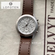 Lofoten | F6504G SS-1 Men Chronograph Sport Watch Brown Leather Strap White Dial Analog with 1 Year 