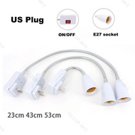 Flexible AC 110V 220V US PLUG E27 Socket holder Lamp Bulb base Socket Extension Converter Switch Ada