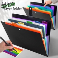 TAYLOR1 A4 File Folder Bag, 7 Pockets Color Insert Accordion File Organizer, Portable Large Capacity