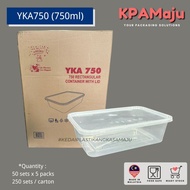 [250sets/carton] YKA750 (750ml) - Rectangle PP Container, Microwave Safe PP Container with Lid, Yoko