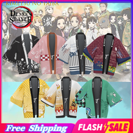 Anime Outerwear Demon Slayer Kimetsu No Yaiba Tanjiro Nezuko Zenitsu Giyu Cosplay Costume Kimono Hao