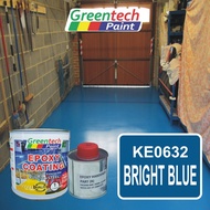 ( BRIGHT BLUE KE0632 ) 1L Epoxy Paint GREENTECH PAINT (750ml Colour + 250ml Hardener) CAT LANTAI BERKUALITI (Include Hardener)