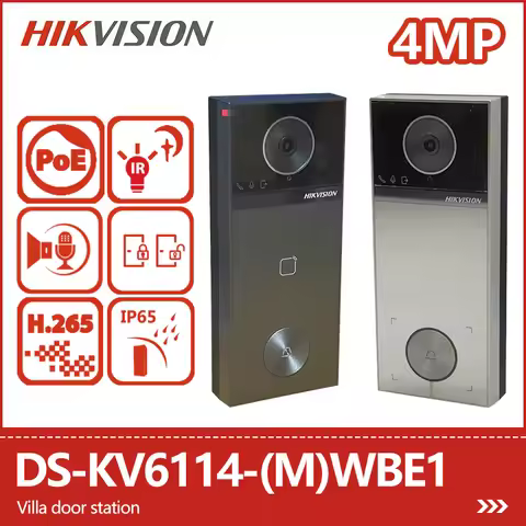 Hikvision 4MP 150° FOV Wifi Villa Door Station Motion Detect 2-way Talk 2 Locks IP65 PoE Doorbell DS