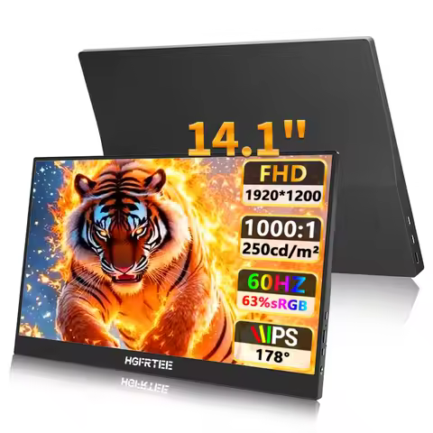 HGFRTEE 14 inch Portable monitor IPS Panel Screen USB Type C mini HDMI-Compatible Gaming Extended Di