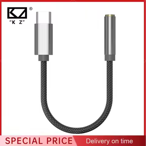 KZ AM01 Type-C to 3.5mm Audio Adapter 32bit/384kHz Hi-Fi DAC + IC Amplifier Dual Chip Earphone Audio