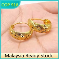 Subang Cop 916 Gold Jewellery 916 Gold Original Malaysia Mother and Grandma Earrings Wedding Fashion Anting Emas Earrings for Women Korean Style Subang Emas Perempuan Viral Merch Murah ​ Emas Bangkok Original Cop 916 Earing Set for Girls