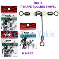 4077 NINJA NJ4162 T-SHAPE ROLLING SWIVEL STAINLESS STEEL FISHING KIRI-KIRI PANCING 4162