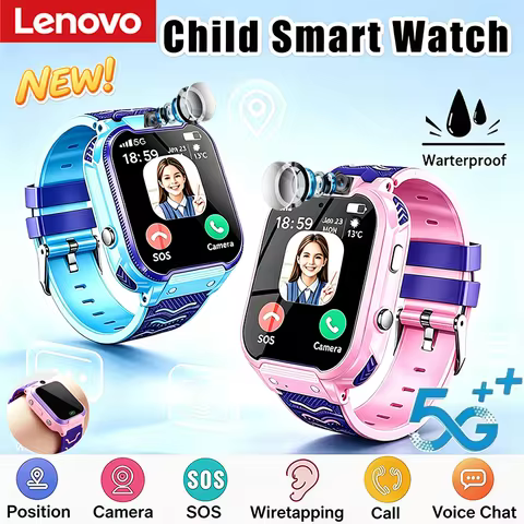 Lenovo 2027 5G Children Smart Watch Video GPS Location Sim Card Call SOS Camera Waterproof Kids Smar