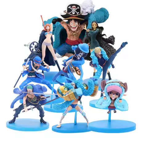 One Piece 20th Anniversary Anime Figures Blue Clothes Collection Luffy Nami Robin Zorro Action Figur