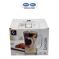 IDOLMART Kimglass Lincolin Glass Cups, Pack of 4 - Elegant, Multipurpose Drinking Cups