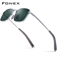 FONEX แว่นตากันแดดไทเทเนียมผู้ชายแฟชั่นย้อนยุควินเทจ2023ใหม่คุณภาพสูงสี่เหลี่ยมเลนส์ไนล่อน UV400แว่นตากันแดดผู้หญิง MRX-8827T
