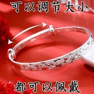 Bracelet仿银手镯镀纯银手镯女S999银饰银手镯老人手镯奶奶礼物银手镯素圈Bracelet imitation silver bracelet plated with pure silverJK