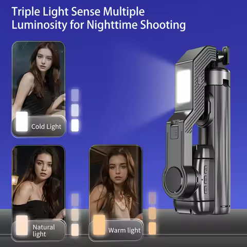 Q31 Gimbal Stabilizer Single-Axis Handheld Selfie Stick Tripod with Auto Face Tracking & Fill Light 