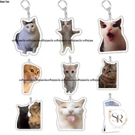 Rambling goat huh cat Meme Keychain confusion cat memes screaming cat with his feet on its head