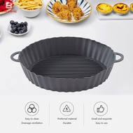 [clarins.sg] 2pcs Air Fryers Silicone Pot Oven Baking Tray Fried Chicken Basket Mat (Grey)