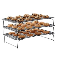 Stainless Steel Non-Stick Baking Tray with Wire Grid Cooling Rack for OvenFoldable Three-Piece Cake 
