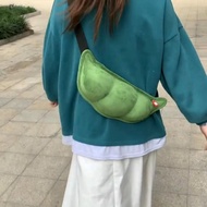 Edamame Bag 2025 Plush Peas Funny Messenger Bag Shoulder Peas Bag Cute New Style Chest Bag Large Cap