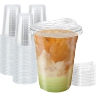 30 Pack Clear Cups with Strawless Sip-Lids, Iced Coffee Cups with Lids,Disposable Plastic To Go Cups