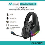 VINNFIER TOROS 7 FON KEPALA HEADPHONE WIRED GAMING HEADPHONE OVEREAR 3.5MM HEADPHONE PRO-LEVEL PERFO