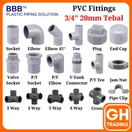 PVC Pipe Connector Plug Socket Tee Elbow PVC Fitting PVC Connector PVC Tank Connector 20mm 3/4" DIY
