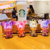 DIY Cartoon fluid bear white keychain handmade fluid violent bear bear