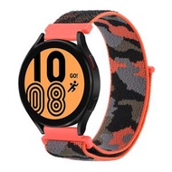 全城熱賣 - 適用於三星 Galaxy Watch5 40mm/44mm / Watch5 Pro 迷彩尼龍迴環錶帶（橙色迷彩）