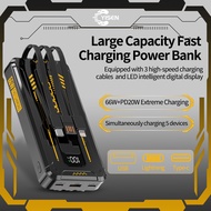 Yisen 66w fashion powerbank 30000mah  pd fast charging with 4cble for ios Android