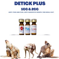 Detick Plus 1cc or 2cc Anti Tick & Flea for Dogs and Cats plus syringe