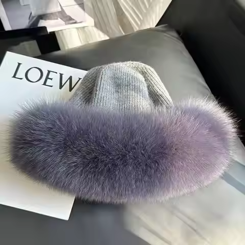 Real Fox Fur Hat For Women Winter Warm Knitted Fur Hat Russian Fashion Fisherman Hat Soft Bucket Hat