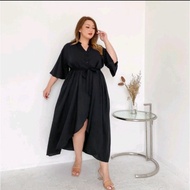 sabrina dress livia casual dress jumbo maxi dress big size l - xxxxl - hitam xxxl