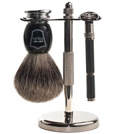 Parker 96R Men's Safety Razor Shave Set - Includes Parker Luxurious 3-Band Pure Badger Shave Brush, 