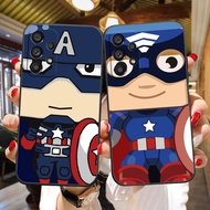 Funny Cartoon Captain America Soft Black Silicon TPU Cell Phone Case For  Samsung Galaxy A23 A20 A14 A13 A12 A11 A10 A9 A8 A7 A6 A5 A05 A04 A03 F12 M12 S E Star Plus 5G